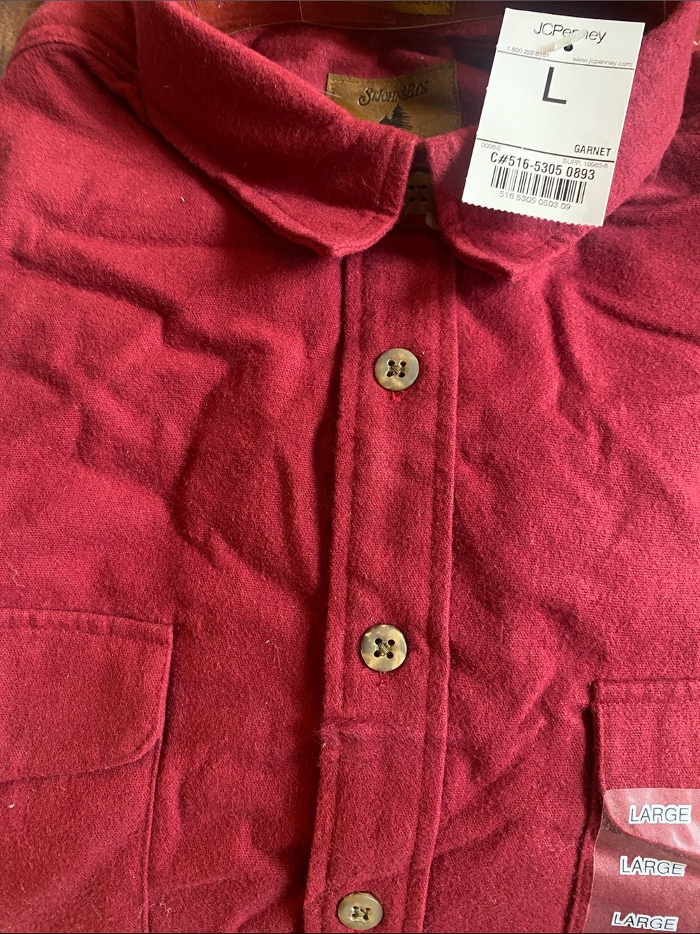 St. John's Bay Garnet Red Button-Down Casual Shirt